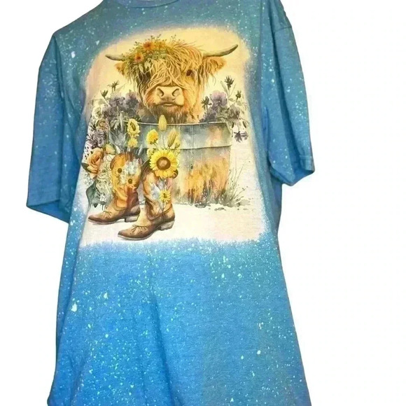 Gildan Cow Bandana Farm Animal Highland Cow Graphics Women T-shirt - Picture 4 of 12